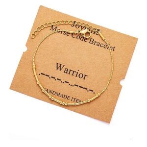 NWT Wool + Pepper Co. Morse Code Gold Bracelet - Warrior